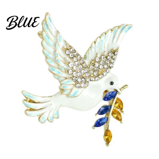 Olive Branch Brooch Pin Symbolic Peace Pigeon Design Zinc Alloy
