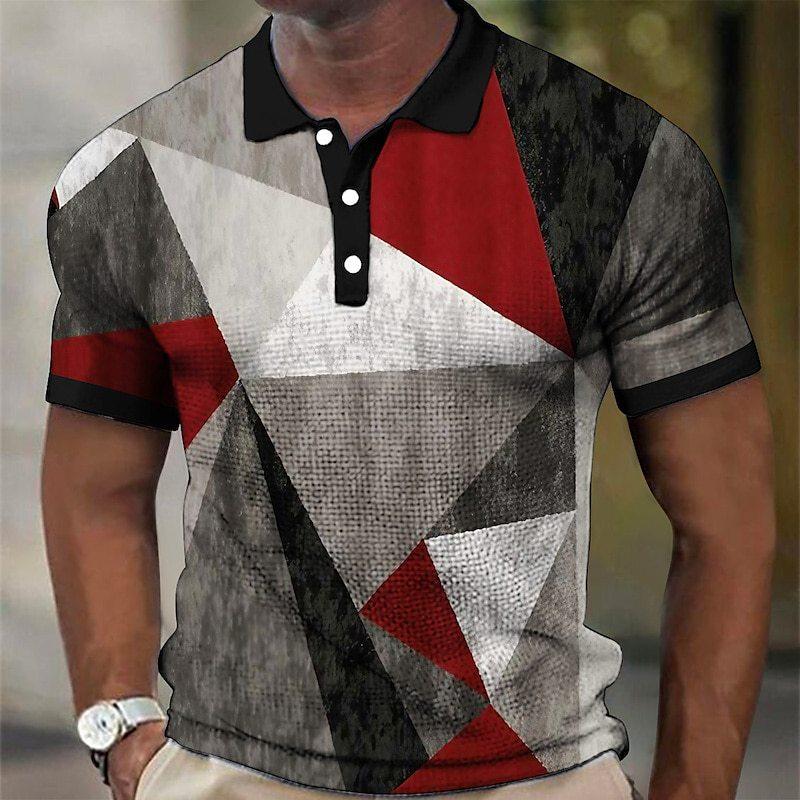 Men Polo Shirt Short Sleeve 3d Print Tops Fashion Polyester Breathable Comfortable Polos Shirts