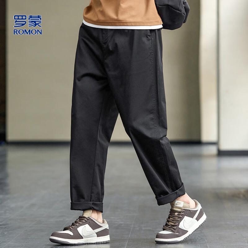 ROMON Men's Summer Casual Straight-Leg Pants with YKK Zipper
