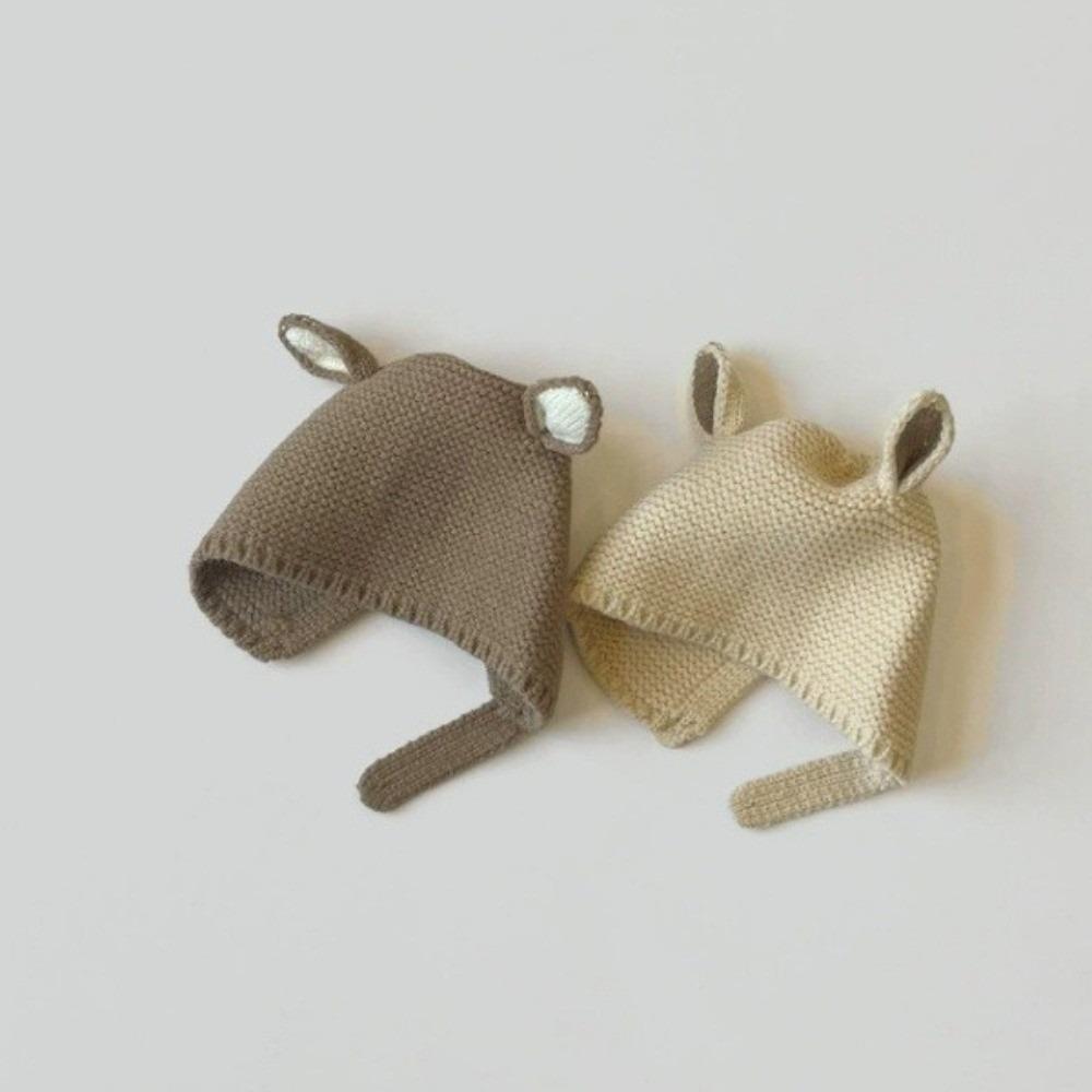 Keep Warm Knitted Beanie Hat Solid Color Baby Hat Cute Ear Protection Cap  Kids Boy Girl