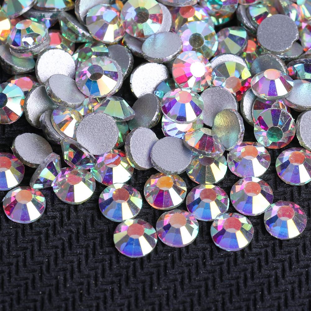 Wei Chen Rhinestone White Ab Color Flat Bottom Diamond Glue Bare Crystal Glass Fabric Clothing Nail Art Decoration