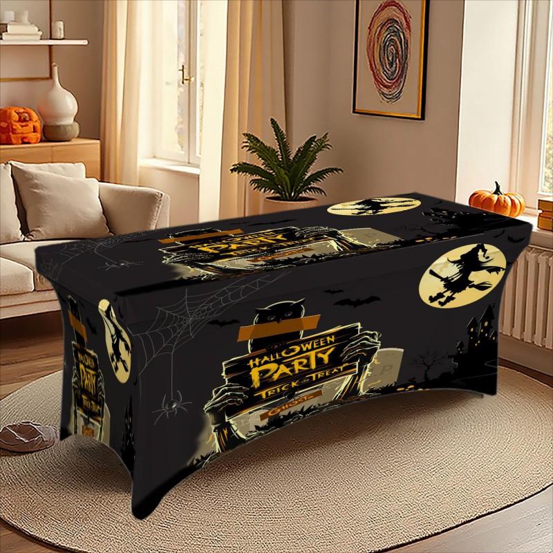 Halloween Printed Stretch Tablecloth Milk Fabric Outdoor Party Decor