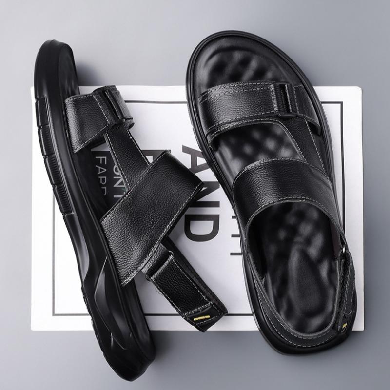 High Quality Sandals for Men Luxury Leather Sandals 2025Summer New Beach Sandal Fashion Casual Slippers for Men Sandalias Hombre