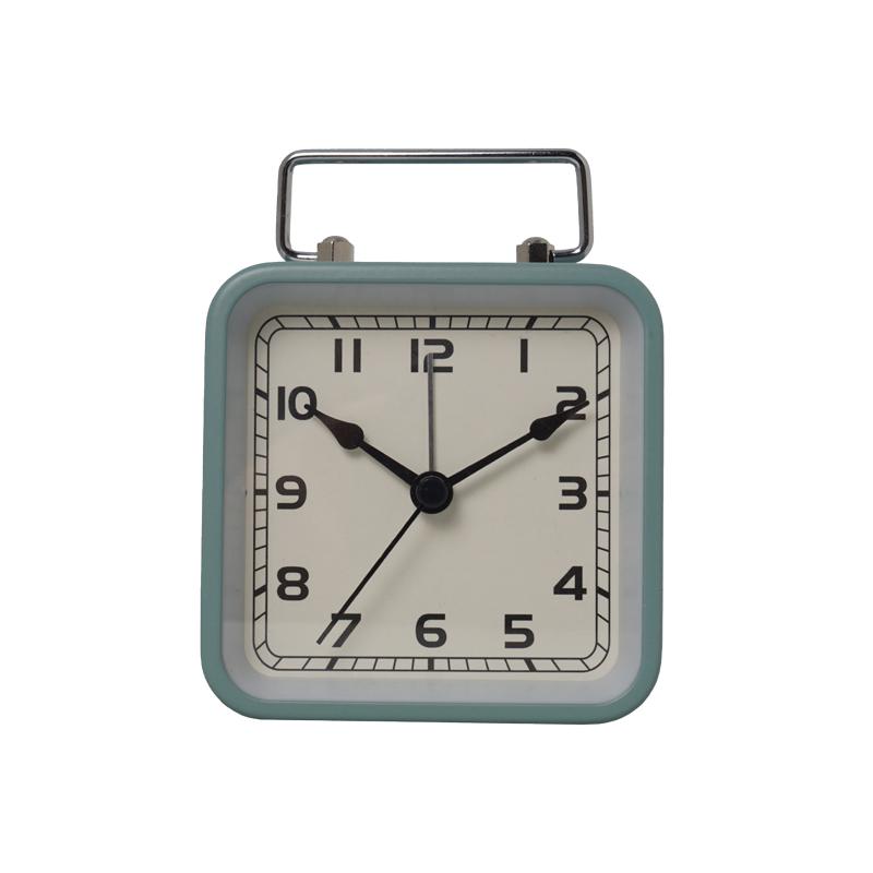 Square Table Analog Clock, Battery Operated Square Hanging Clock With Night Light, Silent Non