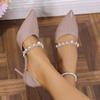 Fashion Comemore Pearl Decor High Heel Pumps Women Pointed Toe Stiletto Heel Banquet Party Shoe Woman Elegant Patent Leather Heels Women