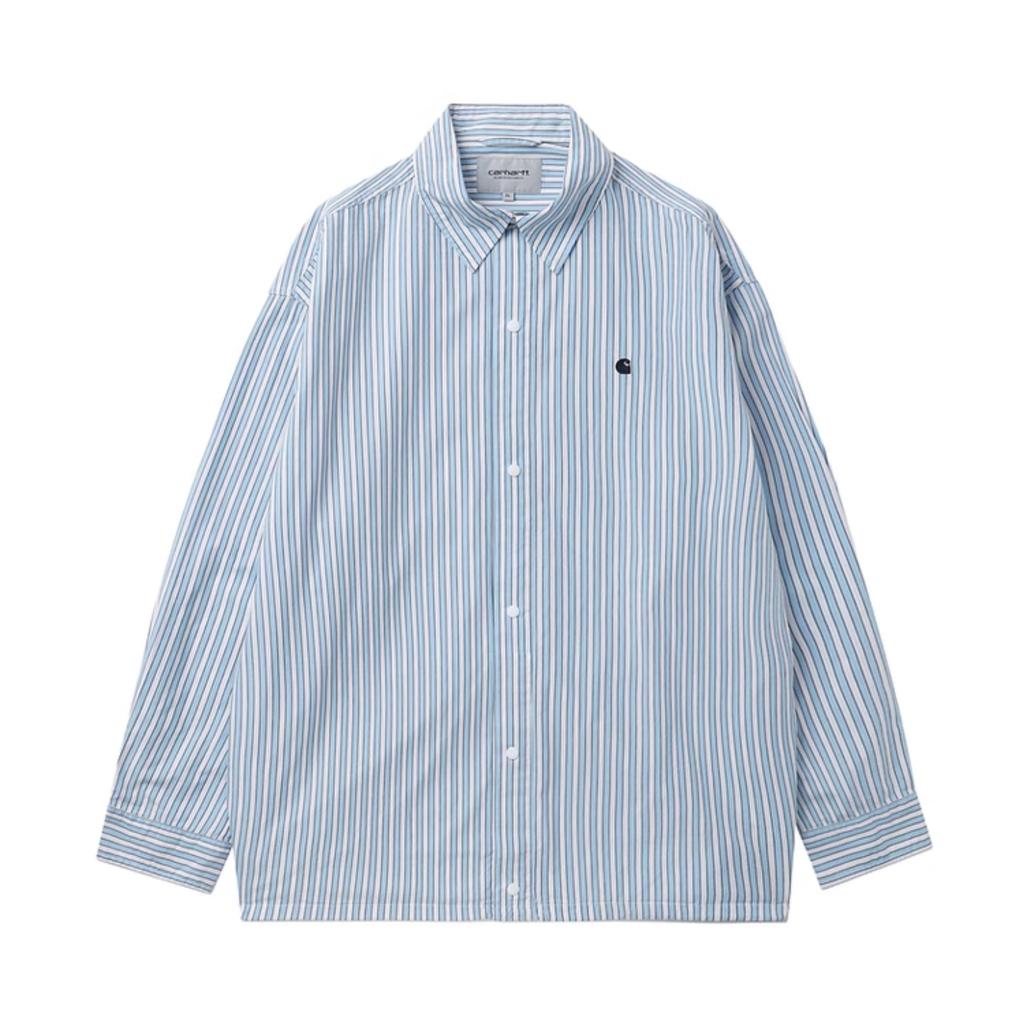 Carhartt WIP Sport Versatile Trendy Minimalist Striped Color Block Classic Retro Comfortable Fashion Long Sleeve Shirt Men Shirts CHXSRA241009O-1