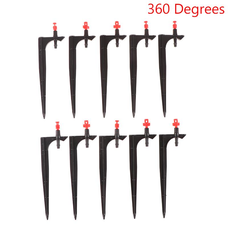 

10 шт. Микрораспылительная насадка 90/180/360 градусов, колышек 16,5 см, коннектор для шланга, теплица, сад, ирригация, полив, дождеватель красный