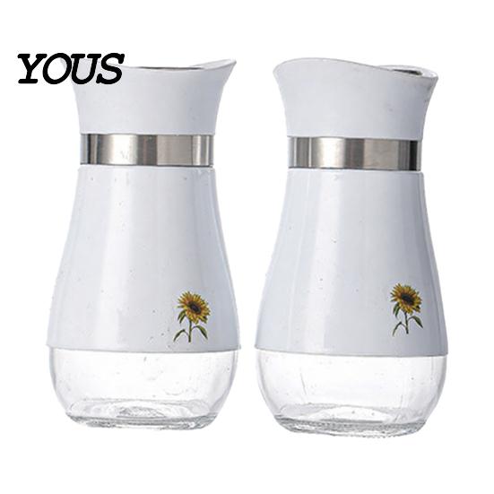 Stainless Steel Spice Containers 2PCS Glass Seasoning Jar, Moisture Proof Kitchen Organization Accessories Holders, Nordic Style Refillable Dispenser