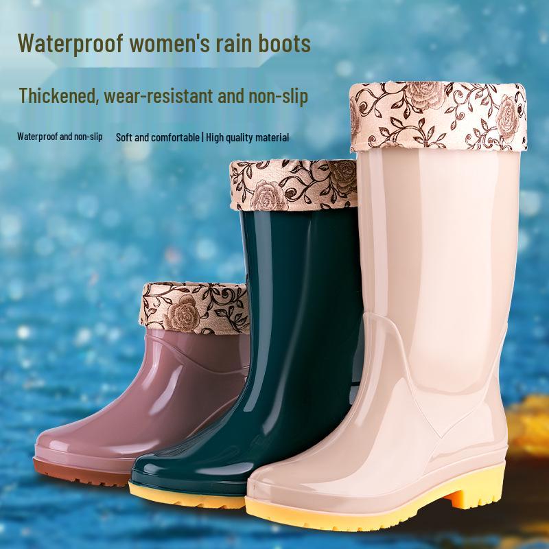 Damen Rutschfeste High-Top Regenstiefel - Warm, Gummi und Wasserdicht für Küche und Arbeit