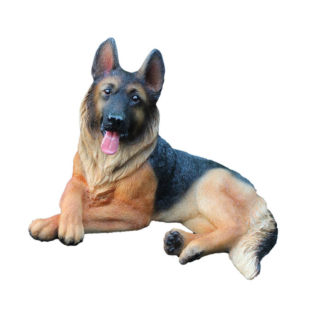 Simulation German Shepherd Statue for Living Room or Office Decoration Resins Wolf Dog Miniature Collectible Figurine