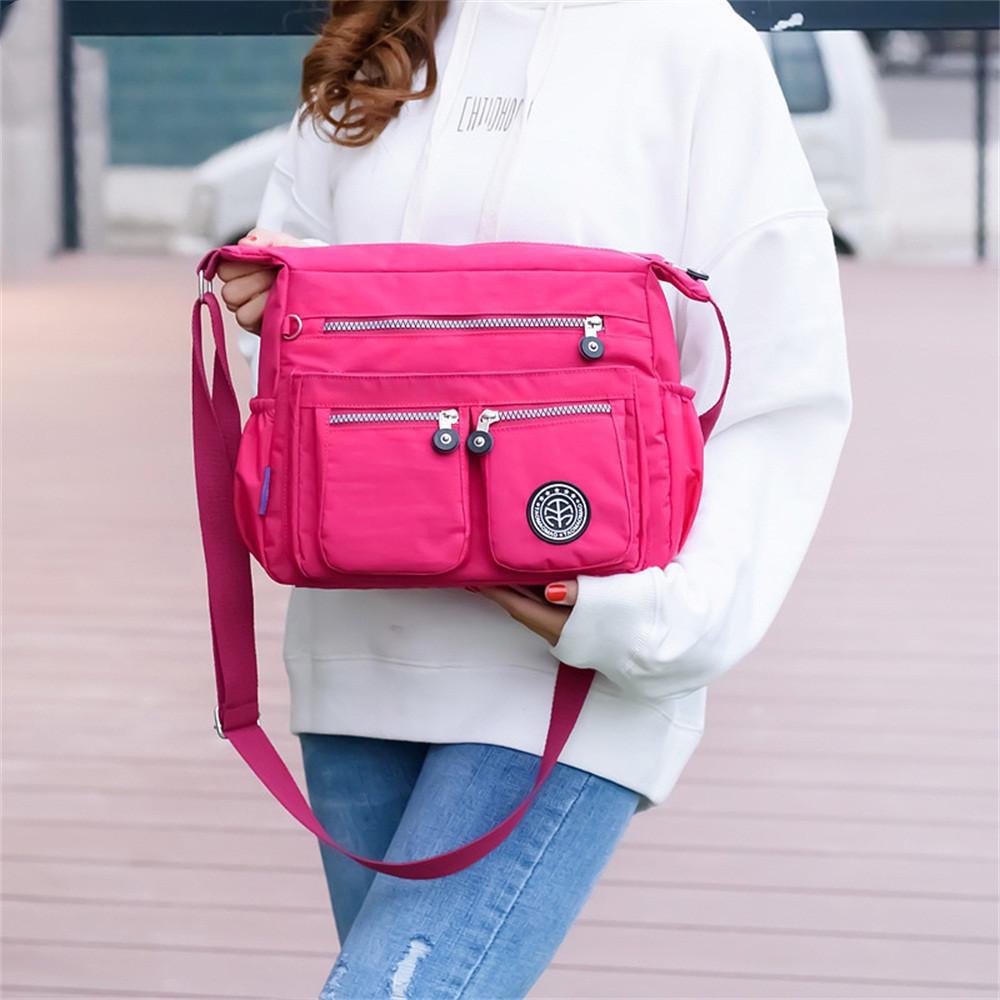 Moda Damska Jednolity Kolor Wodoodporny Nylonowa Torba Podróżna na Ramię Torby Crossbody