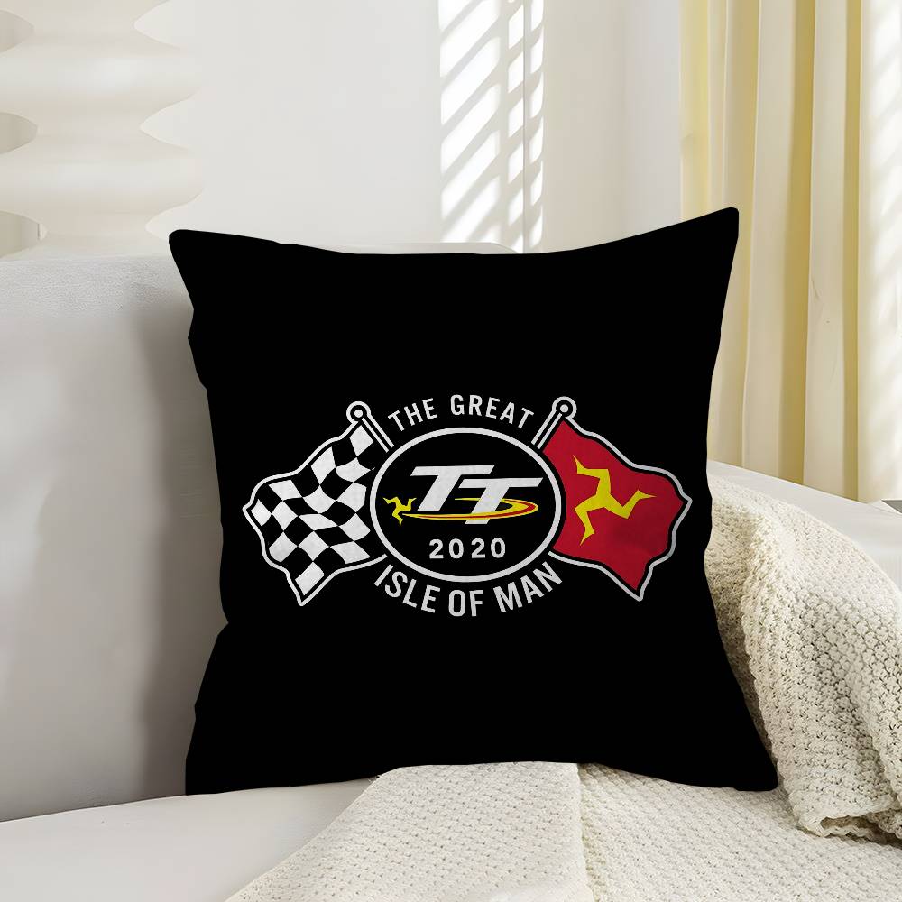 Motorcycle I-Isle Of Man Tt Cushion Cover Inches Farmhouse Decor Home Throw Pillow Covers For Couch Decorations