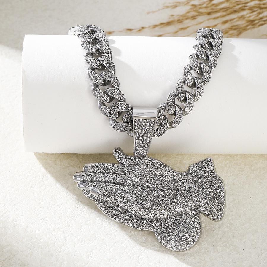 Men's Hip Hop Full Diamond Zinc Alloy Pendant Necklace