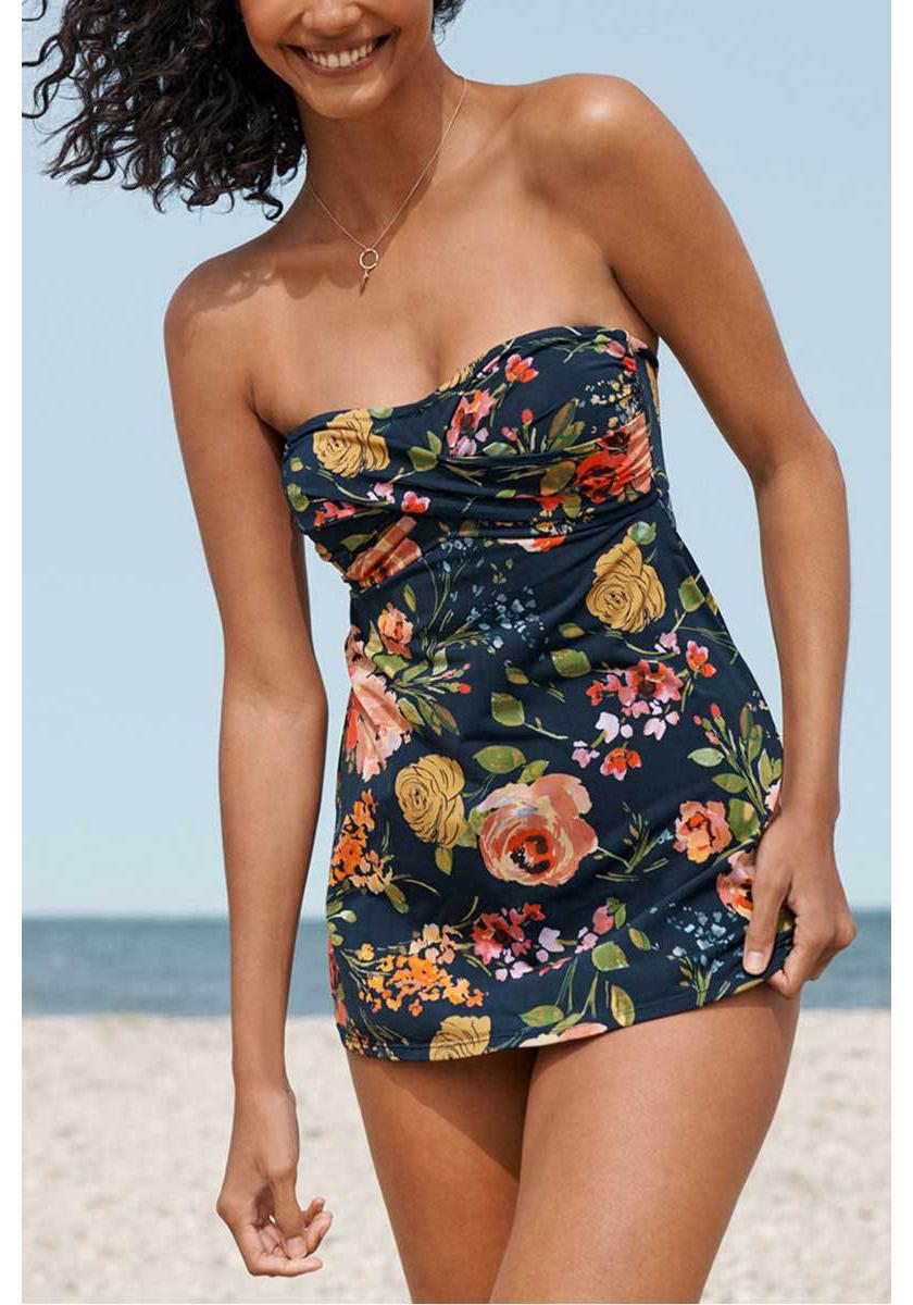 European Floral One-Piece Swimsuit Large