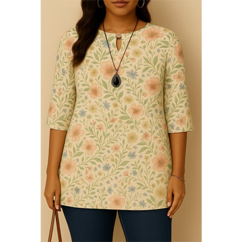 

Мода, для женщин, на каждый день, с длинными рукавами, горловина с цветочным принтом, свободный крой, ко всему подходит, цветочная блузка, розовая блузка 5XL чёрный