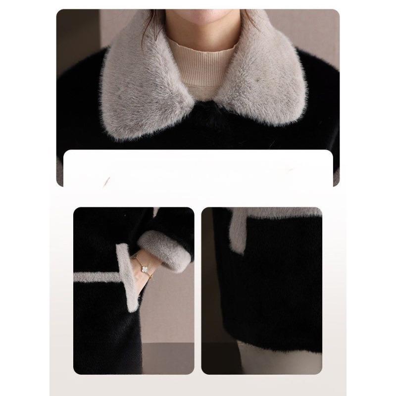 Manteau à la mode en fausse fourrure de vison pour maman Veste d'hiver pour femme épaissie Vêtement d'extérieur tendance