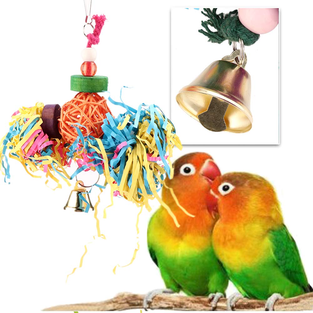 Bird Toy Wood and Paper Material Parrot Toy Bird Toy Easy Installation Stress Relief Athletic Toy Budgie Gauge Decoration Parrot Swing