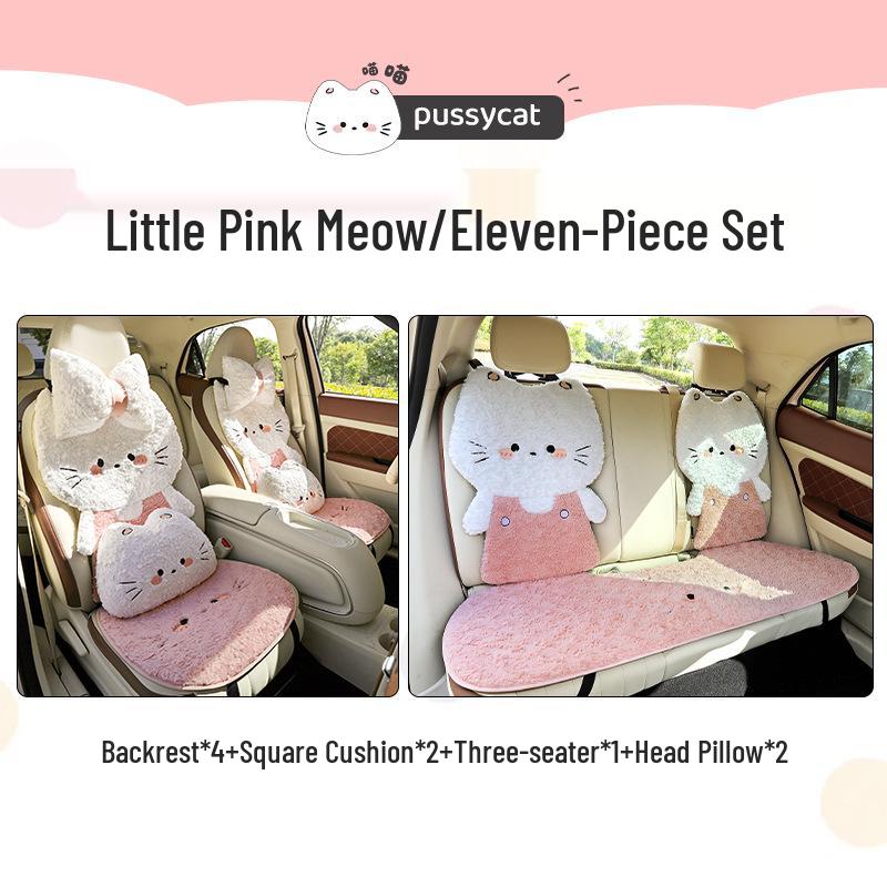

Women s Winter Plush Cartoon Car Seat Cushion - Warm Half-Wrap, Small Waist Design 1 Headrest