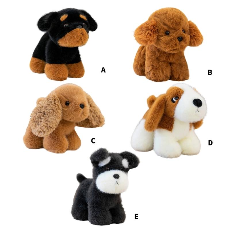Bear Dog Plush Toy Soft Even Filling Cotton Durability For Kids Companionship Office Desk Decoration