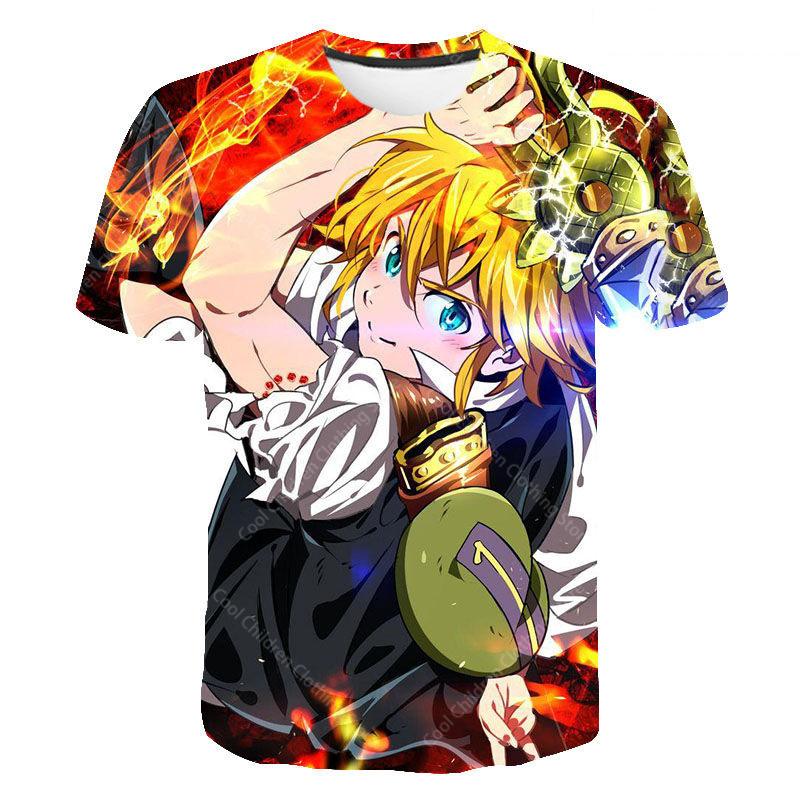 

Семь смертных грехов Мультяшное Аниме Игра Принт Летняя футболка Мода Детская Повседневная для Мальчиков Девочек Круглый вырез Одежда для родителей и детей Топ 160