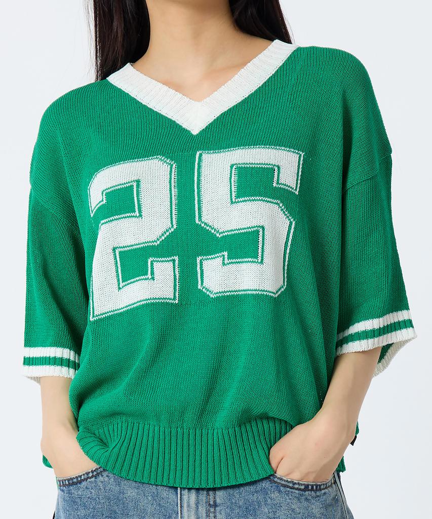 Andy Other Oversized V-Neck Short Sleeve Knit Green