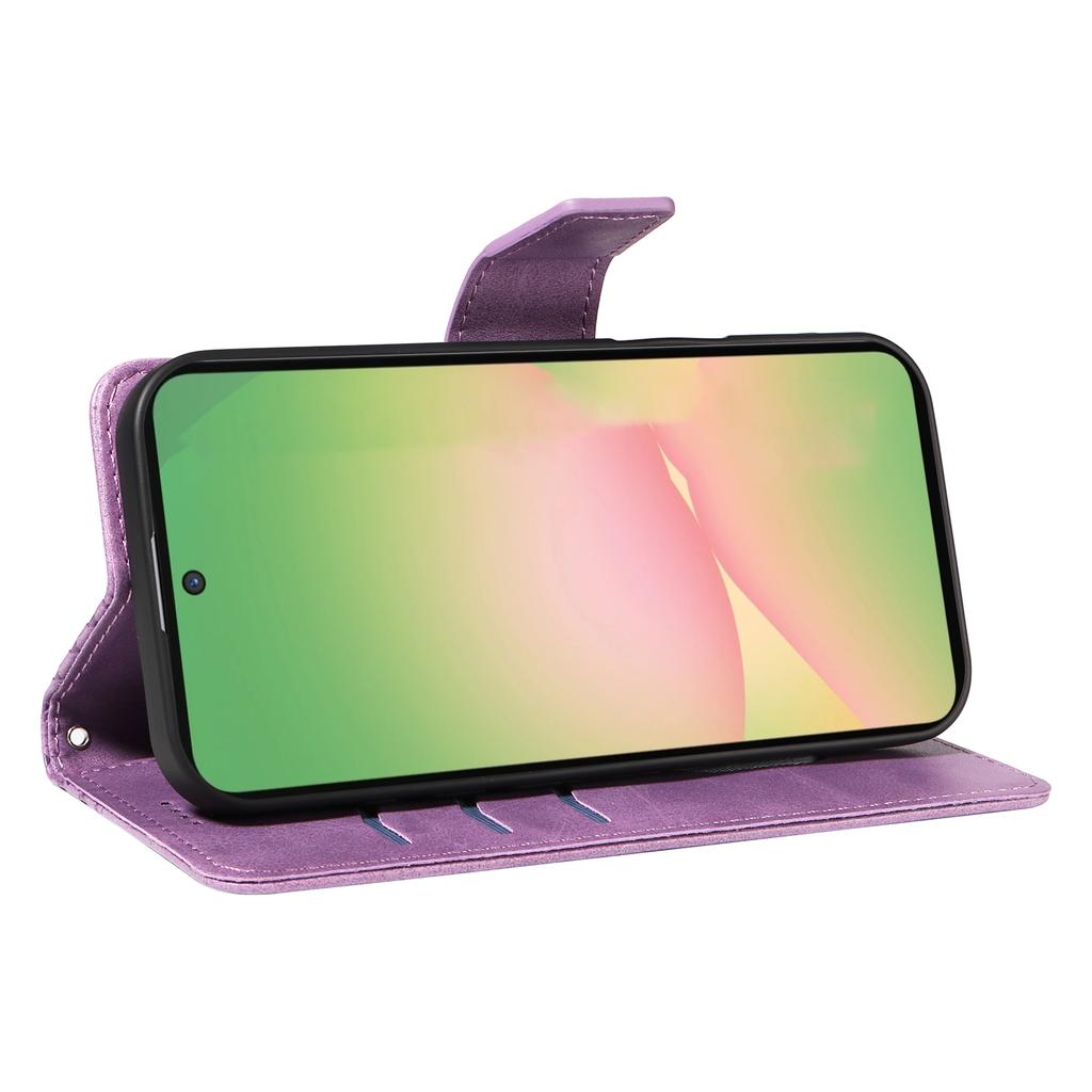 For Samsung Galaxy A56 5G/M56 5G Leather Case Wallet Stand Grids Imprinted Phone Cover with Strap