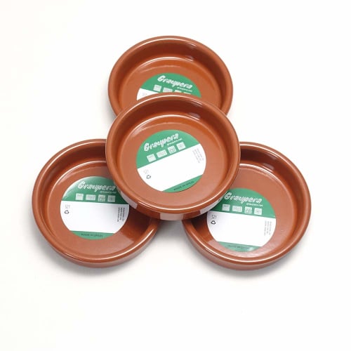 Spanish Graupera Terracotta Ceramic Cazuela Ajillo Pot, 10cm, Set of 4 (sgr-0110br_4)