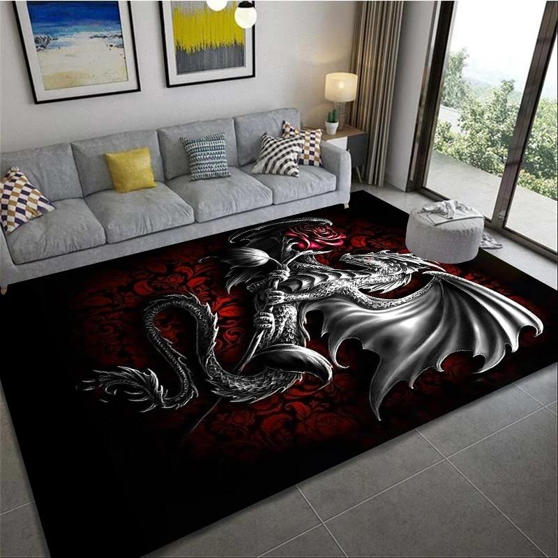 Red Chinese Dragon Carpet Living Room Large Floor Mat Anti-slip Coffee Tables Sofa Area Decoraion Foot Mats Door Rug for Home