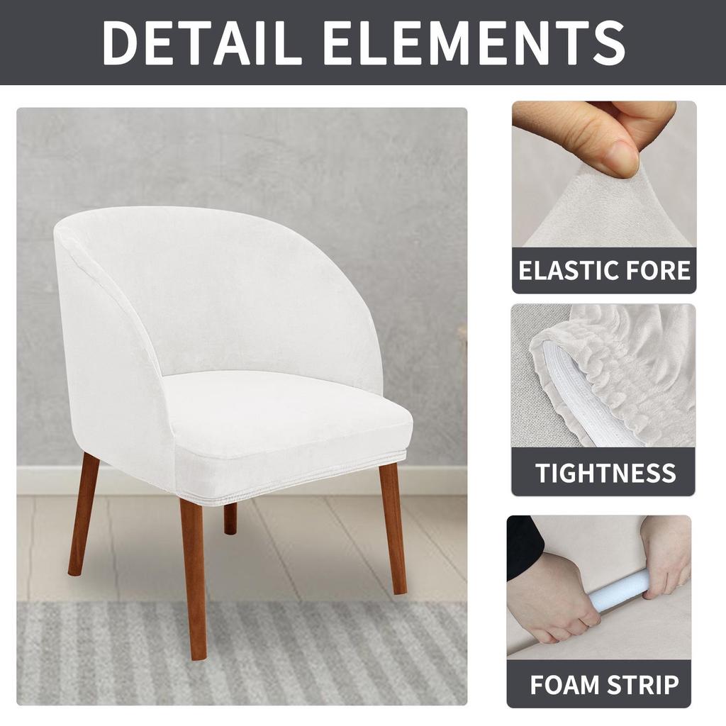 Velvet Semi-Circular Dining Chair Cover with Elastic Arc Design
