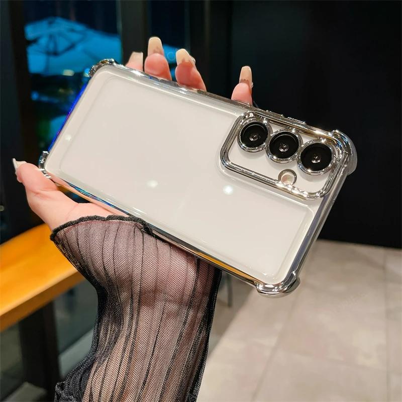 Four Corners Thickening Shookproof Plating Silicone Soft Case For Samsung Galaxy A14 4G 5G A15 A24 A25 A34 A35 A54 A55 A05 A52 S24 FE  Cover