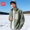 MINISO Men's Winter Multi-Pocket Fleece Stand Collar Jacket