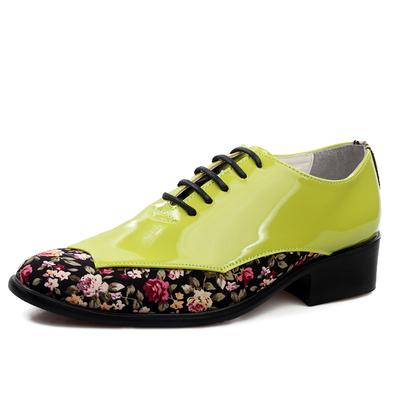 2024 British Style Green Men's Casual Leather Shoes Fashion Print Formal Oxford Shoes For Men Designer High Heel Dress Shoes Men