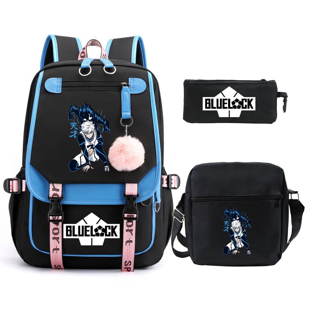 Trend Campus Primary And Secondary School Students Schoolbag Blue Prison Periphery Animation Backpack Pencil Bag
