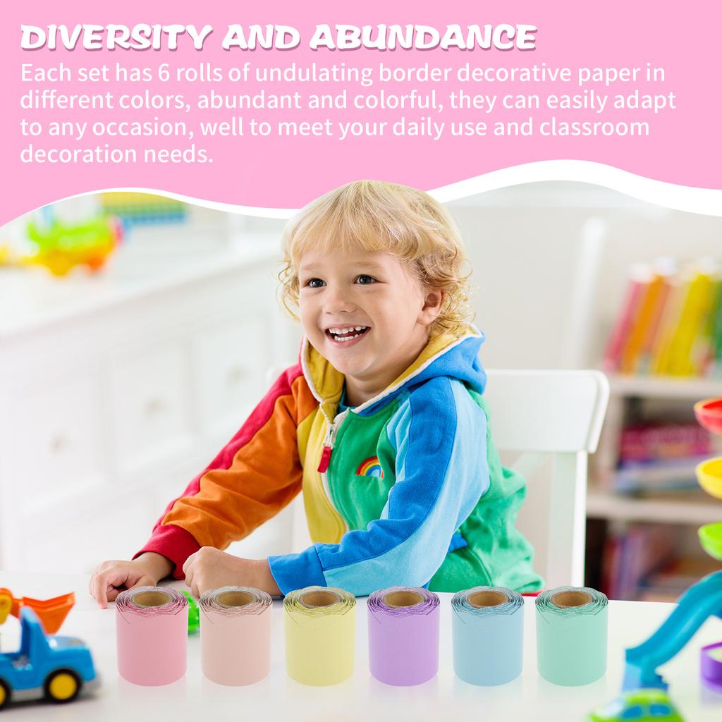 6 Rullar Anslagstavla Kanter Klistermärken 60 m Vågformad Anslagstavla Kantlist Klassrum Anslagstavla Tapet Väggklistermärke