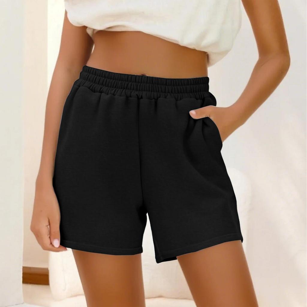 Womens Sweat Shorts Casual Summer Comfy High Waisted Cotton Shorts With Pockets