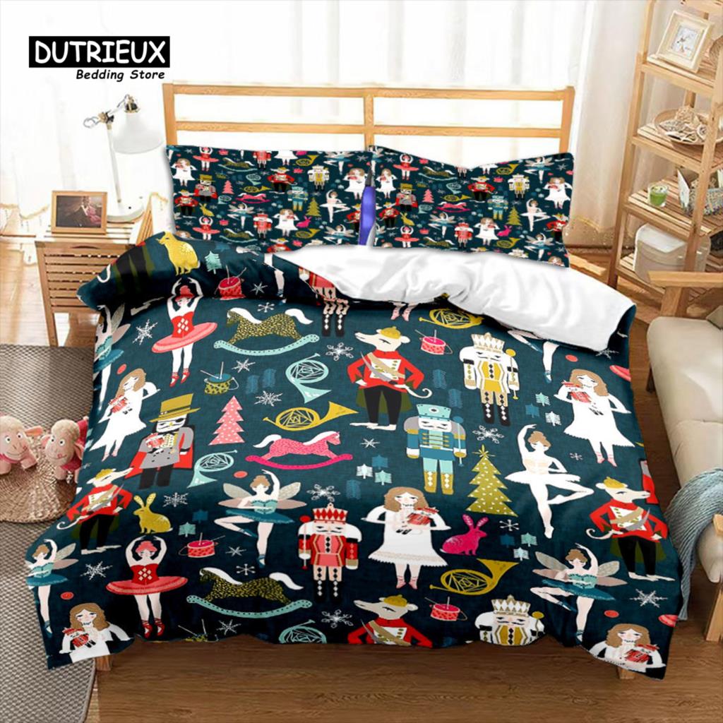 Comforter Nutcracker Christmas Bedding Set Cartoon Royal Guarder Comforter New Year Festival King Size