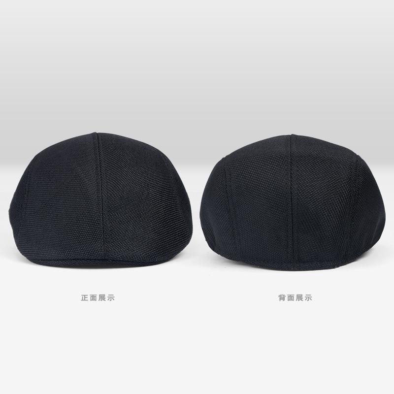 Sun hat summer breathable beret cap cap linen hollow solid color beret forward hat sun protection men and women