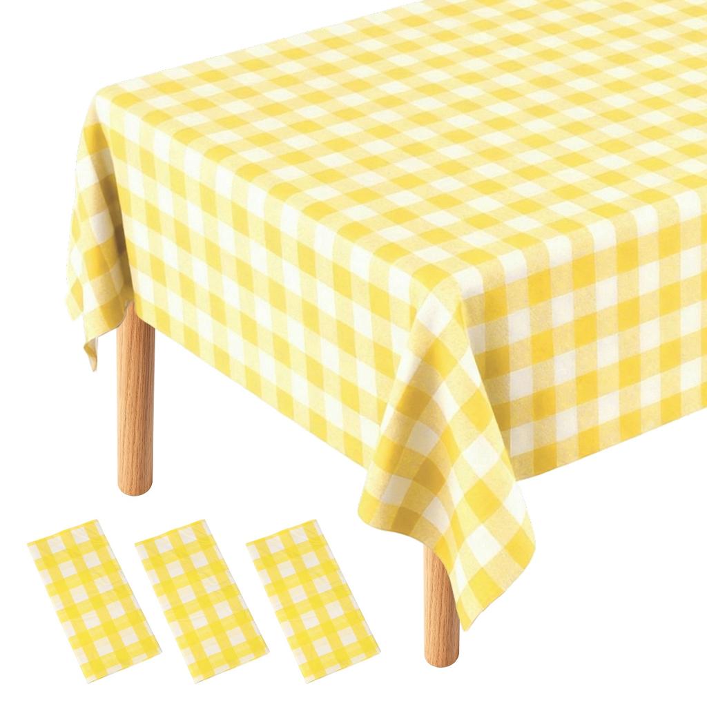 3pcs Gingham Table Cloths 54 X 108" Rectangle Plastic Tablecloth Waterproof Table Cover for Dining Birthday Party Kitchen Picnic