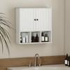 Wall-mounted bathroom cabinet, storage furniture with 2 doors, adjustable shelf and open compartments, white