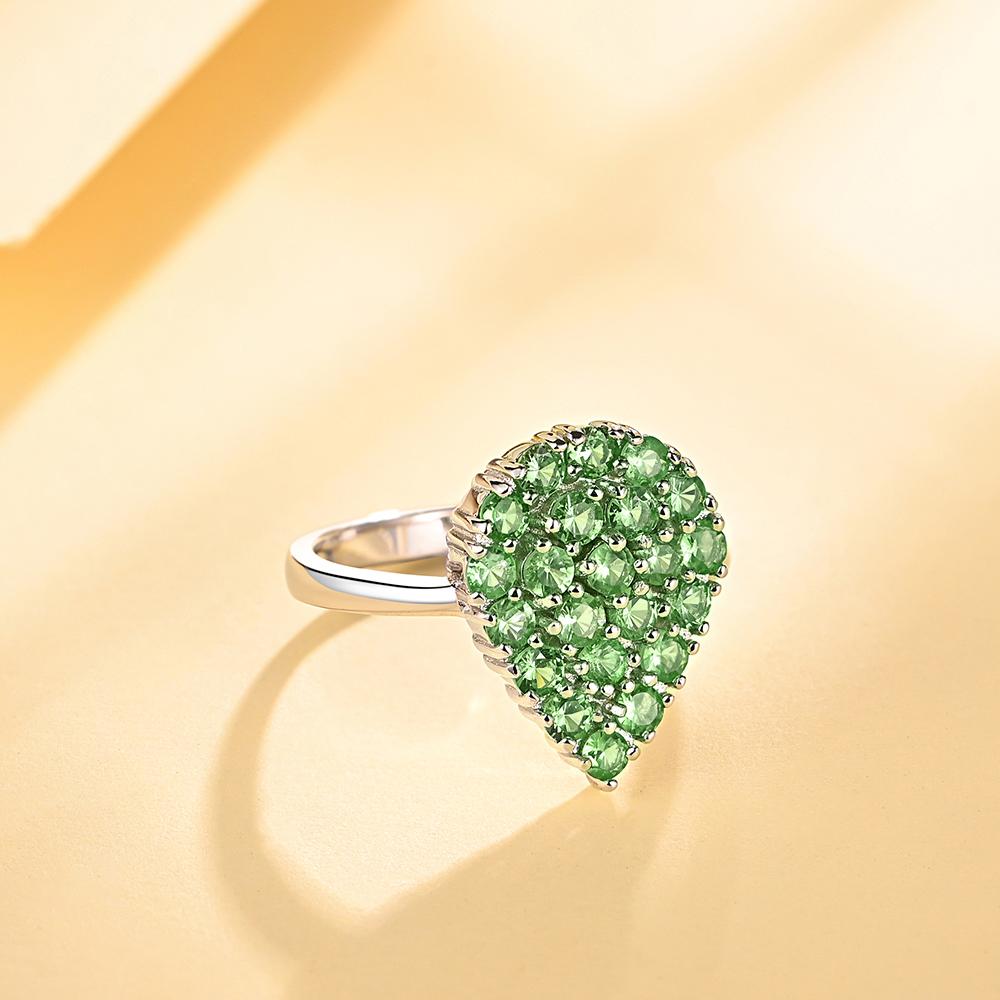 Natural Green Tsavorite Garnet Ring 925 Sterling Silver Exquisite Jewelry for Women's Anniversary Gift