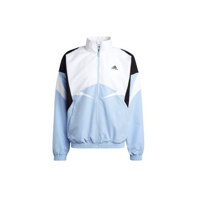 Color Block Logo Print Zip Up Retro Sports Stand Collar Jacket Men Jacket White IC3695