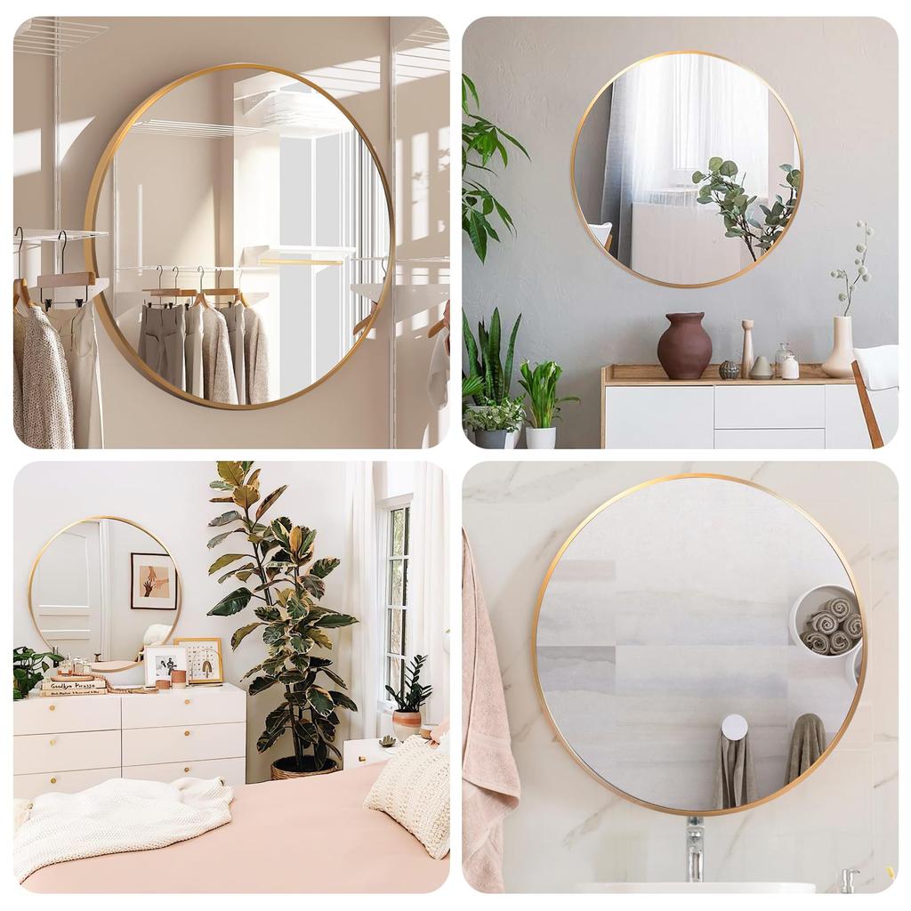 Hohoemi Wall Hanging Aluminum Wall Hanging Bathroom Round Makeup Living Wall Round Diameter Mirror, Mirror, Frame, Mirror, Mirror, Mirror, Mirror,