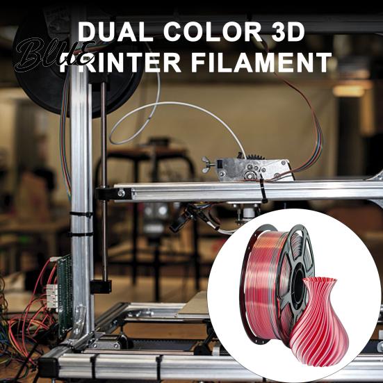 Red Silver Silk Filament PLA 3D Printer 1.75mm Dual Color Filament Bundle Printing Accessories for DIY Projects Models and Crafts