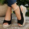 Peep Toe Espadrille Wedge Sandals for Women Summer Back Strap Platform Sandles Woman Thick Sole Walking Sandalias Mujer