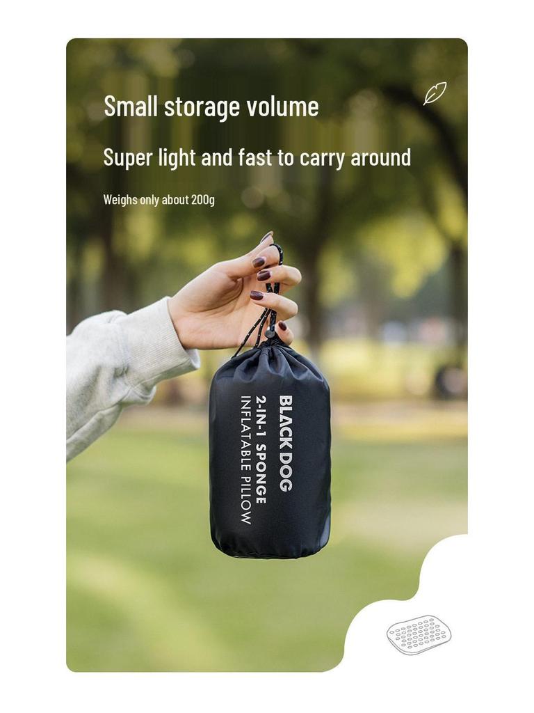 Blackdog Feather Bone Inflatable Travel Pillow for Outdoor, Camping, Sleeping, and Lumbar Support.