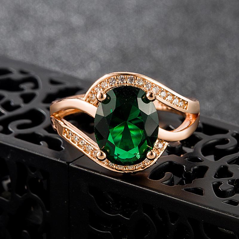 Sace Gems Pierścionek ze stopu miedzi z zieloną cyrkonią. Damski prezent ślubny