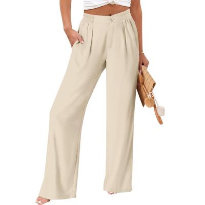 Women's Casual Wide Leg Trousers Elegant Trousers Long Trousers With Belt Trousers Wide Straight Leg