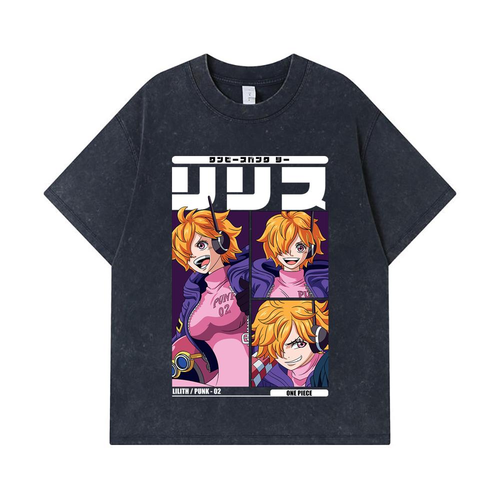 275 GSM Washed T-shirts 100% Cotton One Piece V47 Lilith Print Unisex Heavy Cotton T Shirt