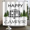 Camper Shower Curtain Happy Camper Trailer Car Rv Forest Mountain Tent Camping Bathroom Shower Curtain Waterproof Bath Curtain