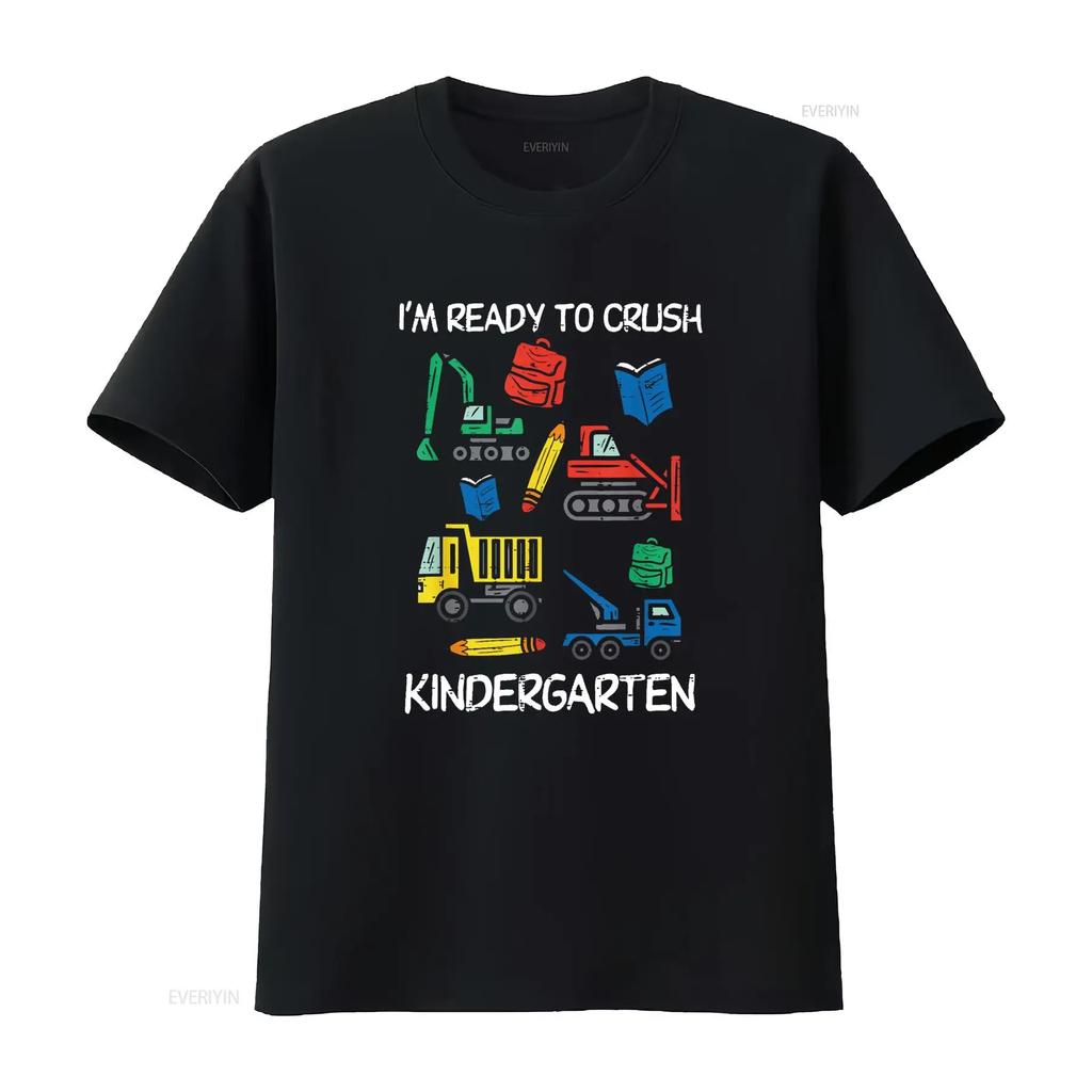 Construction Trucks Im Ready To Crush Kindergarten Boys Kids T Shirt Vintage Washed Graphic Comfortable Stretched Slightly